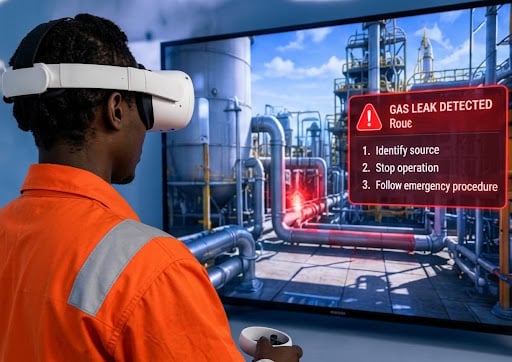 Visitors experiencing Insightful3d virtual reality content at a Lafarge brand showcase