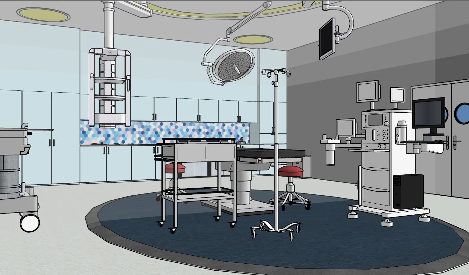 A medical room recreated as a detailed 3D environment