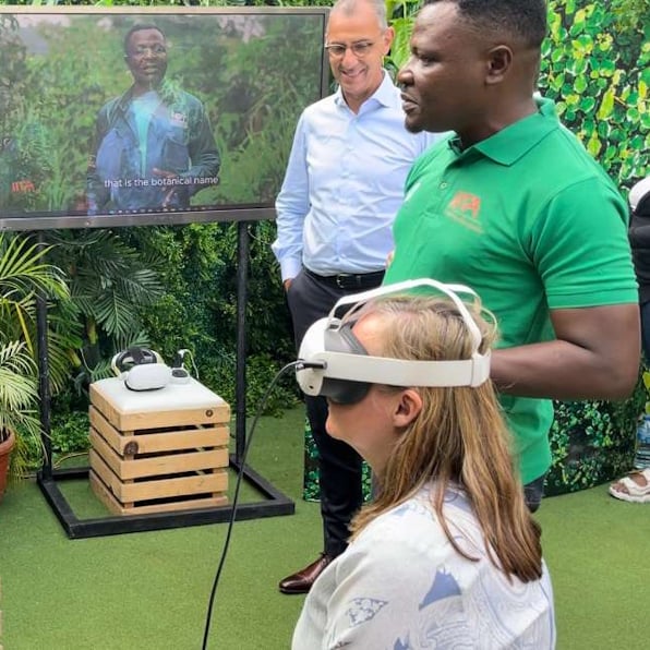 Participants exploring an immersive 360-degree experience